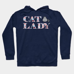 Cat Lady Hearts White Hoodie